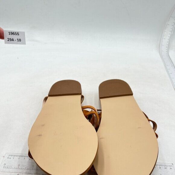 YDN Women  Knee High Lace up Flats Fringe Low Heel Gladiator Strap Sandals Brown - Picture 7 of 8